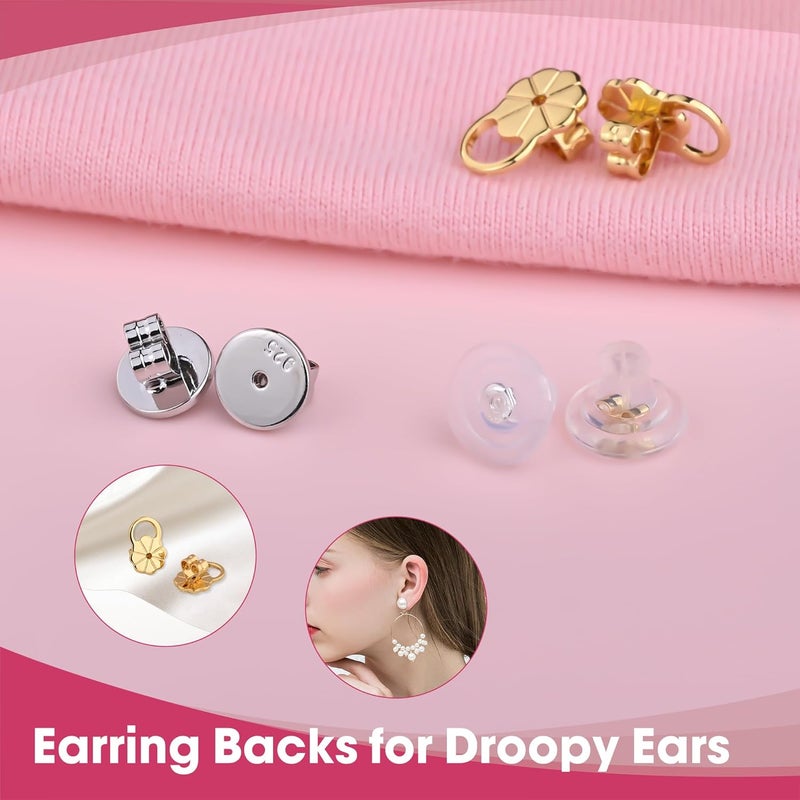 Goffing Earring Backs for Droopy Ears Heavy Earrings - Replacements Locking Ear Supports | 6 Pairs Secure Stud Clutches for Sensitive Skin(Sliver 3) - Image 2